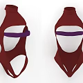 Stylish Red High Neck Bodysuit With Purple Strap Unique Fashion Design Style