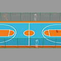 Modern Basketball Gym Interior With Multiple Courts And Colorful Flooring Design