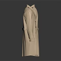 Beige Long Trench Coat With Double Breasted Lapel Collar Pockets And Epaulets