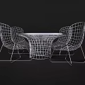 Modern Outdoor Table With Wire Mesh Chairs And Round Metal Frame Design 3d model