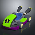 Colorful Toy Kart With Green Body Purple Base Blue Seat And Yellow Details