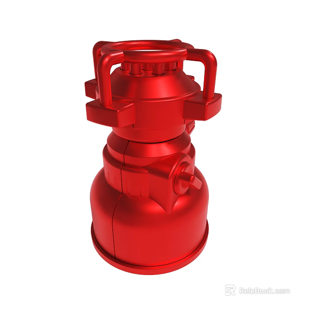 Shiny Red Metal Fire Hydrant Device With Mechanical Valves And Fittings 3d model 
