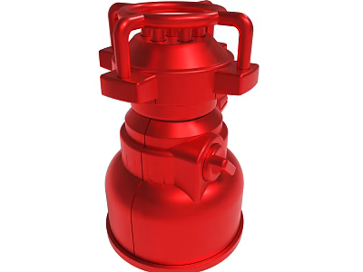 Shiny Red Metal Fire Hydrant Device With Mechanical Valves And Fittings 3d model