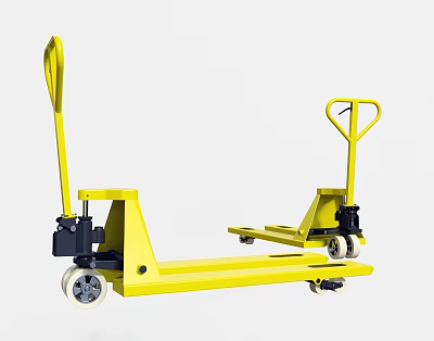 Yellow Manual Hydraulic Pallet Truck With Wheels For Industrial Material Handling 3d model