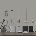 Household Cleaning Tools Organization With Vacuum Mop Broom Bucket And Robot Vacuum
