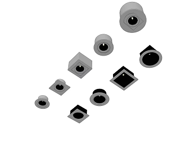 Various Round And Square Downlights And Spotlights For Home Lighting 3d model