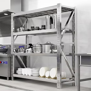 Stainless Steel Shelf Kitchen Canteen Shelf 3d model