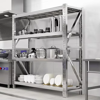 Stainless Steel Shelf Kitchen Canteen Shelf 3d model