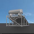 Solar Water Heater With Metal Support Frame Vacuum Tubes And Storage Tank