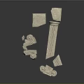 European Roman Column Stone Column Stone Column Old Stone Column 3d model