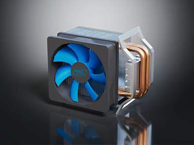 Copper Heating Radiator with Blue Cooling Fan and Modern Design for Home Use 3d model