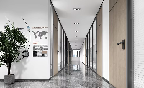 Modern Aisle Office Corridor 3d model