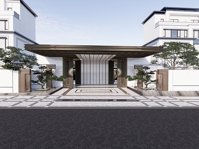 Modern Community Main Entrance Gate Ceremony Landscape Entrance 3d model