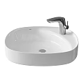 White Ceramic Countertop Wash Basin with Sleek Silver Faucet and Modern Design