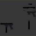 Detailed Firearms Collection Featuring Pistol Rifle Magazine Barrel And Grip Parts