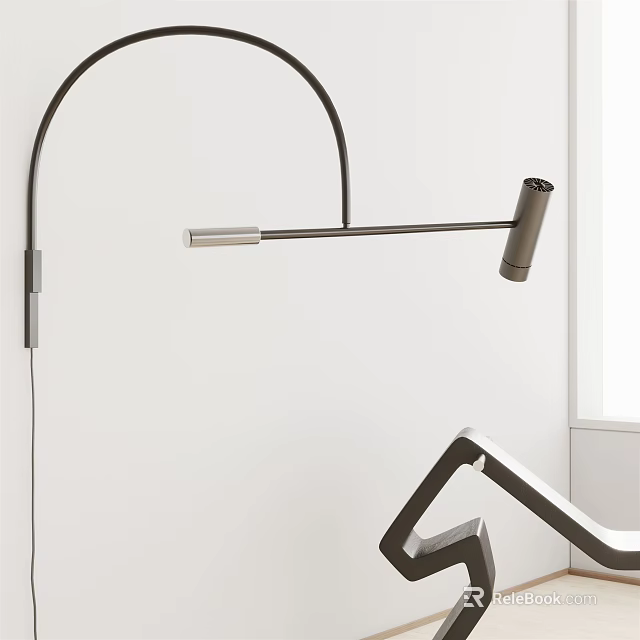 Modern Wall Lamp With Adjustable Metal Arc Arm For Contemporary Living Room Decor 3d model 