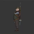 Detailed Fantasy Character Creature With Hat Staff Cape Gloves And Brown Pants Design