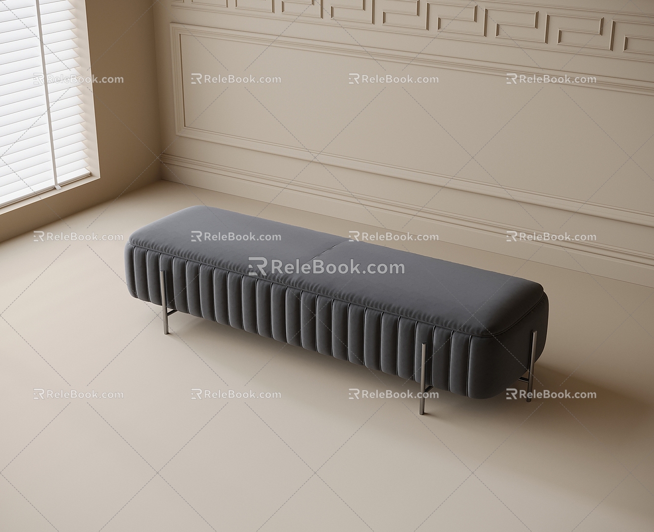 Modern Bed End Stool Bench 3d model