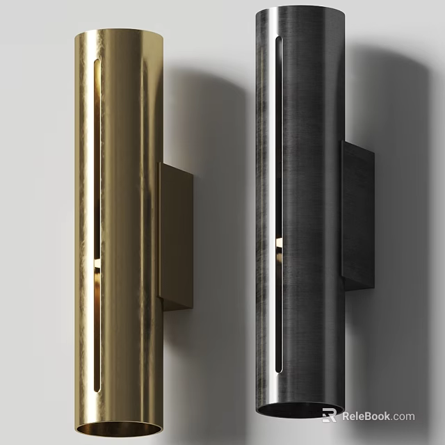 Sleek Modern Wall Lights in Gold and Black Metal for Interior Design 3d model 
