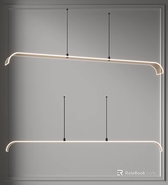 Modern Linear Chandelier With Sleek Curved Design And Soft Illumination For Interior 3d model 