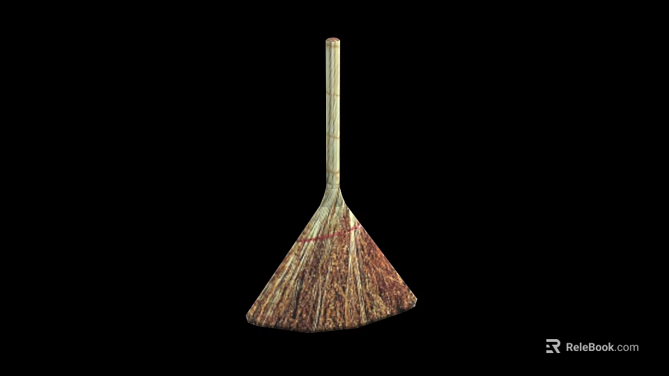 Natural Fiber Broom With Wooden Handle For Effective Household Cleaning 3d model 
