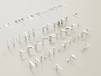 Various Silver Faucet Designs Display Of Different Styles For Bathroom And Kitchen 3d model