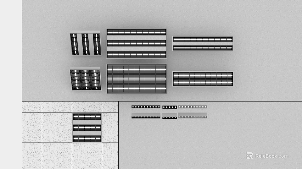 Various Modern Grid Lights Styles For Office Home And Commercial Spaces 3d model 
