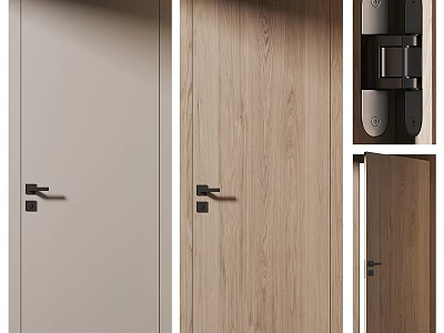 Modern Hinged Door Design With Wooden Texture And Matte Finish For Home Interior 3d model