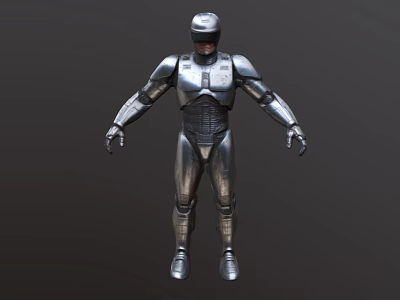 Game And Movie Character In Silver Metallic Armor With Mechanical Design Standing Pose 3d model
