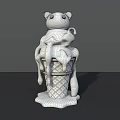 Instagrammable Green Ice Cream Cone Spot With Dripping White Cream And Mouse Doll