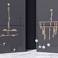 Modern Gold Geometric Chandelier Design With Hanging Decorative Balls and Minimalist Structure