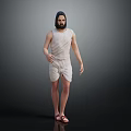 3D Male Character In Sleeveless Top Shorts And Sandals Against Dark Gradient Background