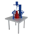 Industrial Metal Mechanical Device With Blue Red Components On White Table 3d model