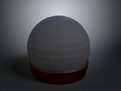 White Hemispherical Decorative Fixture With Red Base For Modern Interior Design 3d model