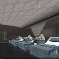 Luxury Club Lounge With Comfortable Reclining Chairs Dark Wood Walls And Modern Lighting