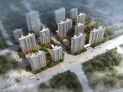 Modern Residential Asymmetric Residential Small High-rise 3d model