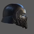 Futuristic Black Helmet With Detailed Facial Grille And Sleek Design Elements