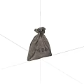 Rustic Canvas Flour Bag With Drawstring Closure Isolated On Black Background 3d model