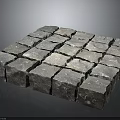 Gray Square Stone Pavers Stacked For Outdoor Pathway Paving Design 3d model
