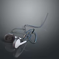 Wired Computer Headphones With Black And White Design Comfortable Earbuds For Audio Use 3d model