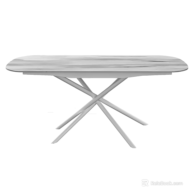 Modern Dining Table With Wooden Top And X Shaped Metal Legs Design 3d model 
