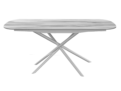 Modern Dining Table With Wooden Top And X Shaped Metal Legs Design 3d model