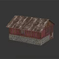 Rustic Residential House With Rusted Metal Roof And Stone Wooden Walls