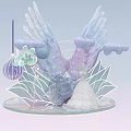 Elegant Floral Installation With Wing Shaped Decor And Soft Colored Blooms