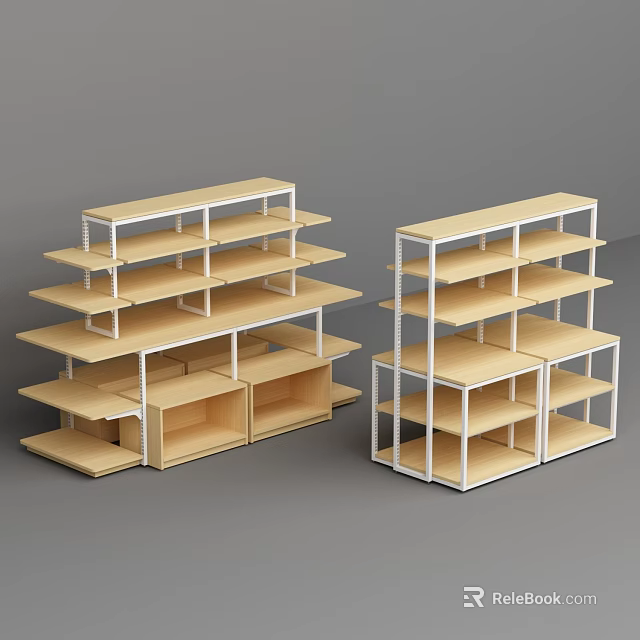Baby Maternity Store With Open Wooden Multi Layer Shelves For Product 3d model 