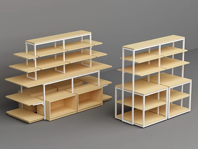 Baby Maternity Store With Open Wooden Multi Layer Shelves For Product 3d model