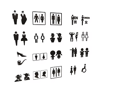 Hotel Bathroom Signs With Men Women Symbols And Accessible Icons 3d model