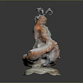 Elegant Ceramic Animal Sculpture as Decorative Furniture Accessory in Orange White Gray