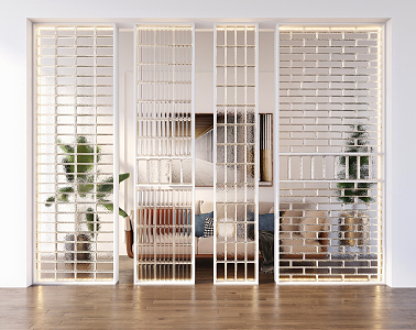 Modern partition glass brick partition 3d model