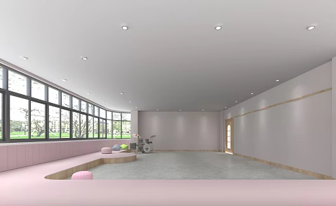 Modern Yoga Room Dance Room Modern Music Room Activity Room Practice Mirror Dance Leg Press Rod Dance Activity Room 3d model